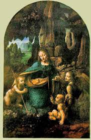 The scene illustrates the meeting of the child jesus and the child st. Madonna And The Rocks