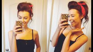 Pin up hairstyle with rolls. 50s Inspired Vintage Pinup Updo W Bandana All Things Hair Youtube