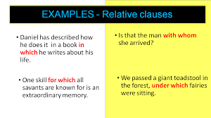 Relative clauses are clauses starting with the relative pronouns who*, that, which, whose, where, when. Relative Clauses With Prepositions By Pmcfb Medium