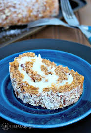 The cinnamon pecan cream cheese filling is simply amazing. Pumpkin Roll With Pecans And Cream Cheese Filling The Foodie Affair