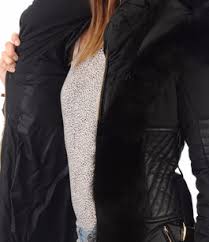 Doudoune Bi Matiere Avec Fourrure Flo Clo La Canadienne Doudoune Textile Noir