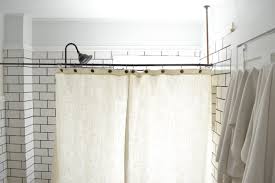 This clawfoot tub faucet includes a shower ring and shower support. A Diy Clawfoot Tub Shower Curtain For Your Clawfoot Tub Shower Combo The White Apartment