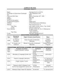 The cvs for education we've prepared cover a wide range of positions: Pdf Curriculum Vitae Personal Identity