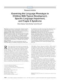 Gray matter abnormalities in tourette syndrome: Pdf Examining The Language Phenotype In Children With Typical Development Specific Language Impairment And Fragile X Syndrome