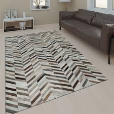 Moderner designer teppich zick zack geometrisches muster dichter. Wohnzimmer Teppich Leder Wolle Muster Zickzack Teppich De