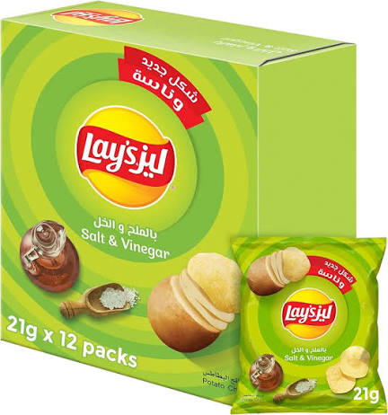 رقائق بطاطس ليز بالملح والخل، 21 × 12 غرام Lay's Salt & Vinegar Potato Chips, 21x12g