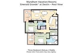 Wyndham Vacation Resorts Emerald Grande At Destin 3 Bedroom Deluxe Pool View Square Footage 1 452 Wyndham Vacation Resorts Vacation Resorts Destin