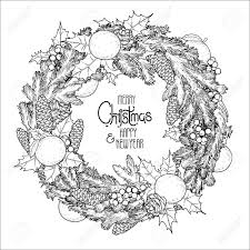 Holly is a specific green plant used to decorate our houses for the season. Christmas Fir Wreath With Mandarins And Holly Coloring Book Page Design For Adults And Kids Royalty Free Cliparts Vectors And Stock Illustration Image 68695442