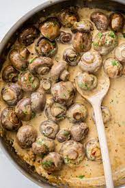 Creamy Garlic Parmesan Sauteed Mushrooms Simply Delicious Recipe In 2021 Tasty Pasta Stuffed Mushrooms Comfort Food Recipes Dinners