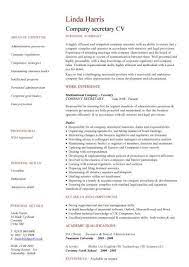 Secretary manager job description for a resume sample good example. Sample Cv For Company Secretary Company Secretary Resume