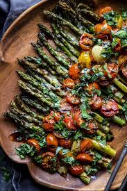 Caprese Roasted Asparagus Recipe Vegan Asparagus Recipes Vegetable Dishes Asparagus Recipe