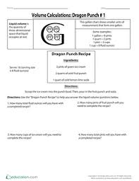 Volume Calculations Dragon Punch 1 Worksheet Education Com