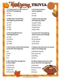 History of thanksgiving in the usa 60 Thanksgiving Trivia Questions And Answers Printable Mrs Merry