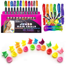 Washable hair dye for kids if your kid has expressed the desire to dye their hair in a temporary crazy shade of color, there are many products in the market suited for this purpose. Amazon Com Kids Hair Chalk Jumbo Hair Chalk Pens Rainbow Washable Hair Color Safe For Kids And Teen 200 More Color Per Pen Scented For Party Girls