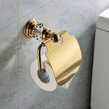 トイレットペーパーホルダー 紙巻器 トイレ用品 ペーパー収納 バスアクセサリー 真鍮 クリスタル 金色 ti pvd toilet paper holder wall mounted toilet toilet roll holder