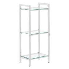 Chrome and glass bathroom shelving unit. 3 Tier Tempered Glass Shelf Unit Steel Frame Chrome Coating Scratch Resistant Ebay