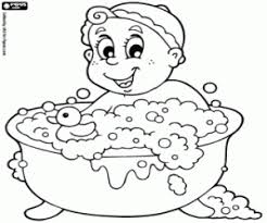 Print coloring of bathroom and free drawings. The Baby Playing In The Bathtub Coloring Page Printable Game