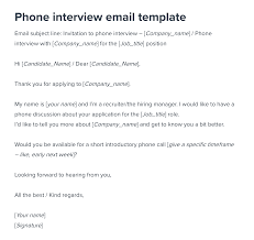 Phone Interview Invitation Email Template