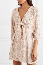 Faithfull The Brand Trinidad Tie Front Floral Print Crinkled Crepe Mini Dress Net A Porter Com Mini Dress Faithfull The Brand Dresses