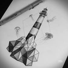 Black And White Lighthouse Tattoo Designs Geometric Tattoo Geometric Tattoo Lighthouse Tattoo Geometric Tattoo Design