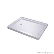 Dreamline Slimline 48 In W X 36 In D Double Threshold Shower Base In White With Left Hand Drain Dlt 1036481 The Home Depot Shower Base Dreamline Corner Shower Base