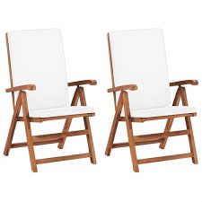 Teak sofa sets, wooden sofas. Reclining Garden Chairs With Cushions 2 Pcs Solid Teak Wood Cream