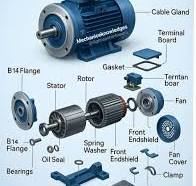 The electric motor (often an AC Induction Motor in ...
