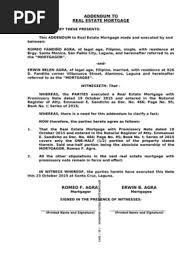Addendum To Mortgage