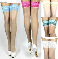 Halterlose strümpfe für damen online kaufen bei onmyskin. Brautstrumpfe Strumpfe Glanzend Weiss Creme Haut Farb Spitze Halterlos Hochzeit Eur 8 83 Picclick De