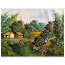 Yah, gambaran suasana pedesaan yang hal ini tampak jelas dari lukisan pemandangan diatas. 19 Gambar Lukisan Pemandangan Kampung Terbagus Lingkar Png