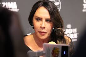 Karla Sofia Gazcon Listens Media Questons at Livestream Editorial  Photography