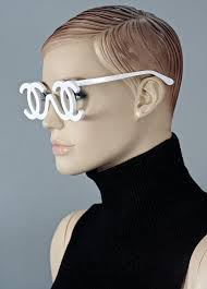 1994 CHANEL White CC Logo Futuristic Sunglasses