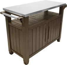 Suncast outdoor grilling prep station table with storage, taupe/brown. Redwood Grill Supply 55 Inch Outdoor Cover For Keter Unity Xl Portable