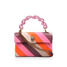 Shop Leather Kensington S Bag Pink Rainbow Stripe Shoulder Bag By Kurt Geiger London At Official Kurt Shoulder Bag Striped Shoulder Bags Accessories Bags Shoes