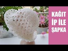 Kagit Ip Ile Modern Plaj Ve Gunes Sapkasi Youtube Krose Sapka Tig Isleri Orme Sapkalar