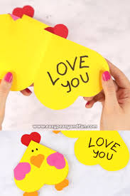 Heart Chicken Craft Simple Valentines Day Card Idea Easy Peasy And Fun Video Video In 2020 Valentines Diy Valentine Day Crafts Chicken Crafts