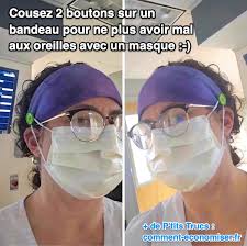 2 Astuces De Genie Pour Ne Plus Avoir Mal Aux Oreilles Avec Un Masque Masque Oreille Bandeau