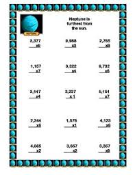 Multiplication Math Review Worksheets Grades 4 5 Solar System Theme Math Review Worksheets Math Review Math