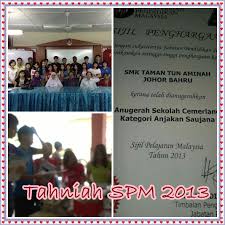 Tarikh adalah rasmi berdasarkan pengumuman media rasmi kementerian pendidikan malaysia. Keputusan Spm 2013 Smk Taman Tun Aminah Johor Bahru