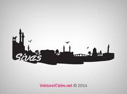 Vektorel Cizim Sivas Sehir Silueti Metal Words Art Decor