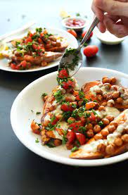 Mediterranean Baked Sweet Potatoes Minimalist Baker Recipes Recipe 30 Minute Meals Healthy Recipes Vegan Dinners