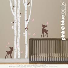 Birch Trees And Fawns Wall Decal Etsy Fawn Nursery Birch Tree Wall Decal Nursery Wall Decals