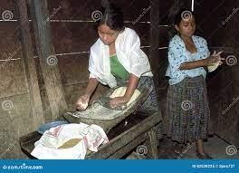 Guatemalan Indian Teens Preparing Tortillas Editorial Image 