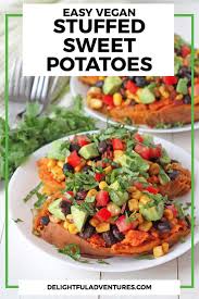 Easy Vegan Stuffed Sweet Potatoes Recipe In 2020 Vegan Recipes Healthy Fall Vegan Recipes Vegan Sweet Potato