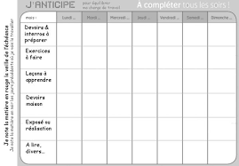 Planning Travail Personnel Devoir Maison Travail Etudiant Aide Scolaire