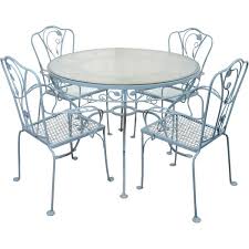 Vintage Salterini Wrought Iron Table And Chairs In Powder Blue Iron Patio Furniture Vintage Patio Furniture Wrought Iron Patio Furniture