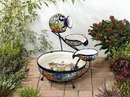 Fancy a hint of spain in your garden? Talavera Hand Painted Mexican Ceramic Cascade Fountain The Eco Source Solar Powered Solar Fountain Solar Powered Water Feature Talavera Backyard