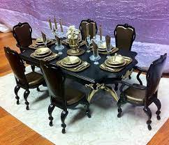 Ooak Barbie Formal 1 6 Scale Furniture Dining Room Table House Accessories Ebay Dollhouse Furniture Sets Dollhouse Dining Room Dolls House Interiors