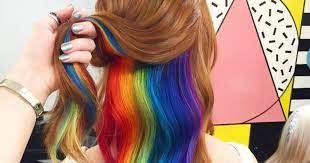 More Evidence That Hidden Rainbow Hair Is Really Happening Rainbow Hair Color Hair Styles Hair Color Underneath