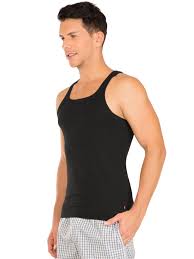 Jockey Men Innerwear Tops Black Square Neck Vest